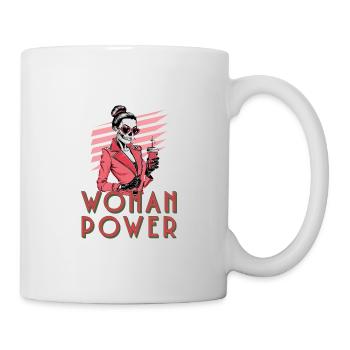 Witzige Skelett-Dame mit Kaffee und Sonnenbrille - Tasse - Weiß - Rechts
