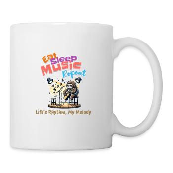 Eat Sleep Music Repeat Faultier für einen - Tasse - Weiß - Rechts