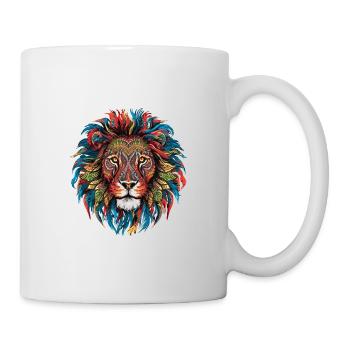 Lebendiges Löwen-Mandala künstlerische Symmetrie - Tasse - Weiß - Rechts