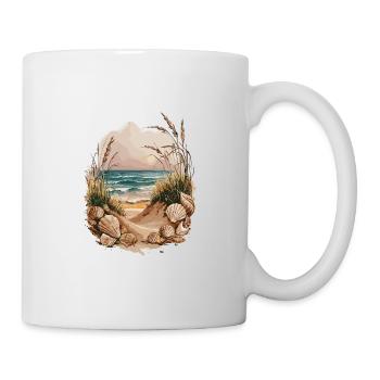 Muschel Strand Szene Serene Ozean Landschaft - Tasse - Weiß - Rechts