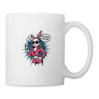 Kaffee Hase Kaninchen Herz Sonnenbrille - Tasse - Weiß - Rechts