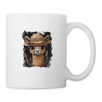 Niedliches Alpaka mit Strohhut Cartoon für - Tasse - Weiß - Rechts