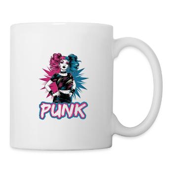 Punk Girl mit rosa und blauen Haaren Retro Style - Tasse - Weiß - Rechts