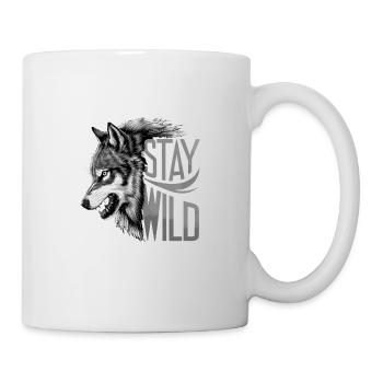 Stay Wild Wolf Motivation - Tasse - Weiß - Rechts