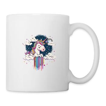 Verträumtes Regenbogen-Einhorn Himmel für Kinder - Tasse - Weiß - Rechts