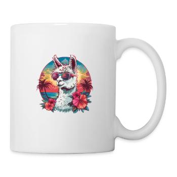 Alpaka Lama Blumen für Alpakaliebhaber - Tasse - Weiß - Rechts