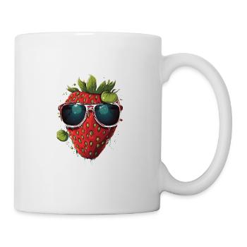 Lustige Erdbeere mit Sonnenbrille Frucht Tropisch - Tasse - Weiß - Rechts