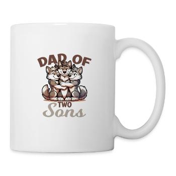 Starker Wolf mit Wolfs Kind für einen Papa - Tasse - Weiß - Rechts