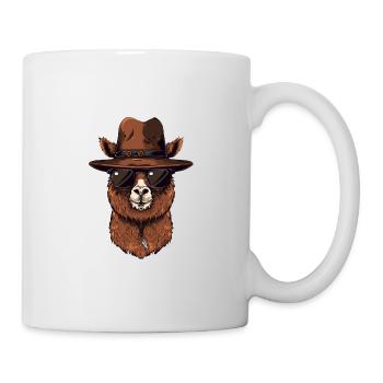 Niedliches Alpaka mit Strohhut Cartoon für - Tasse - Weiß - Rechts