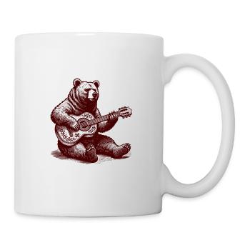 Bear Playing Guitar Funny Wild Animal Guitarist - Mug - white - Right