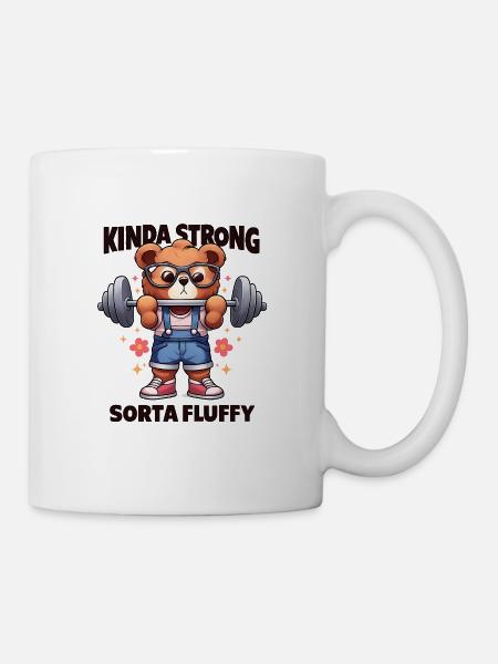Kinda Strong Sorta Fluffy – Süßer Fitness Bär - Tasse - Weiß