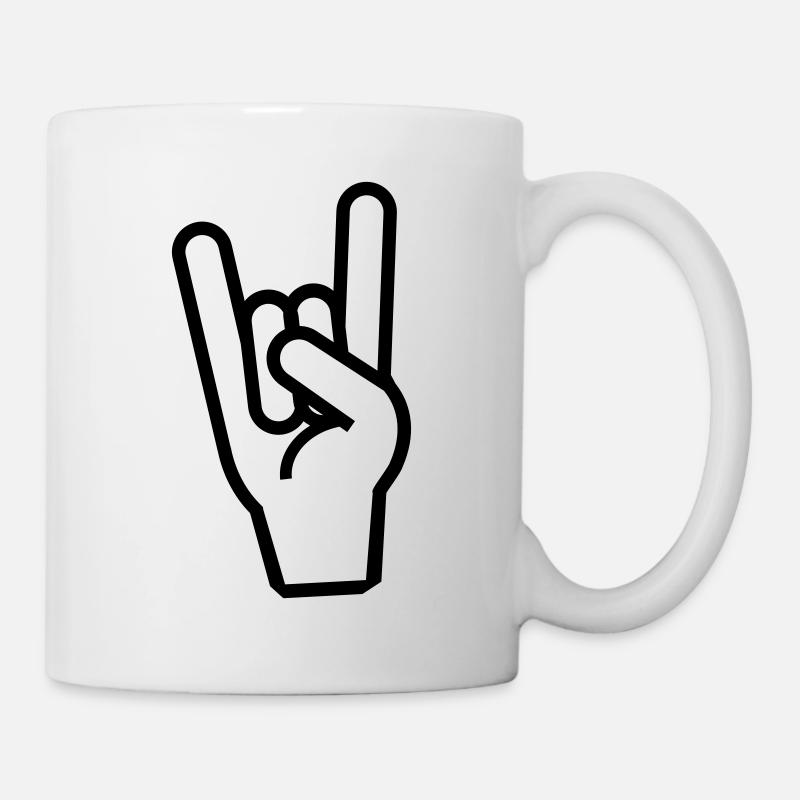 rock - hand - Tasse - Weiß