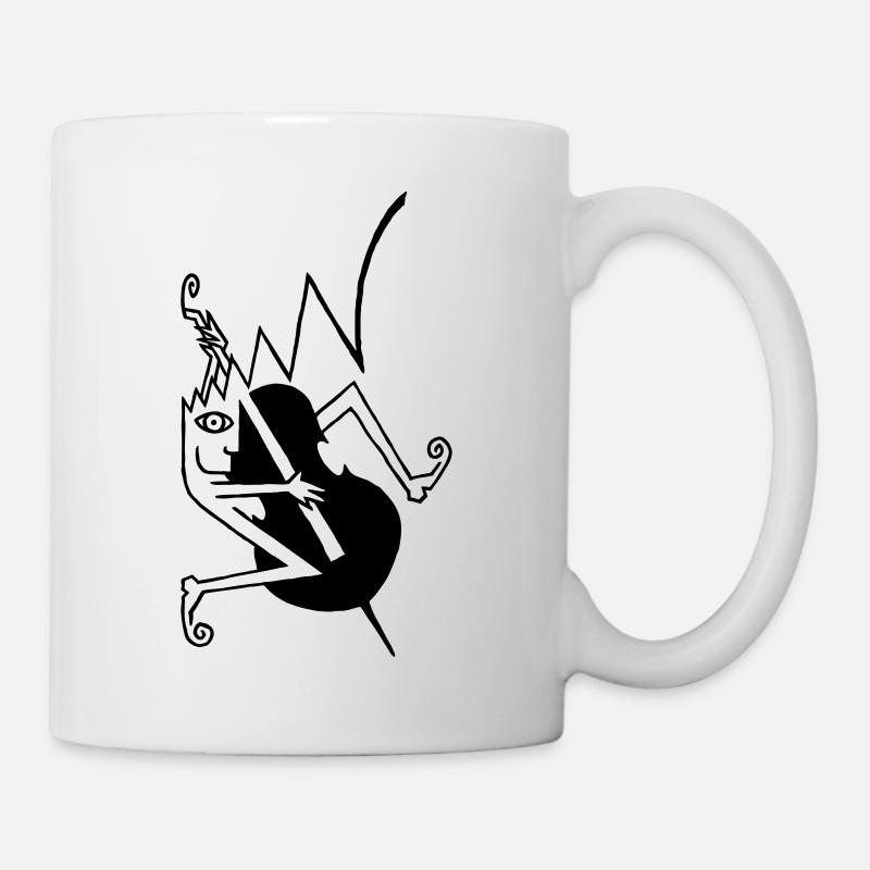 Rockabilly-Kontrabass / -double bass - Tasse - Weiß