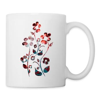 Blumen Ornament dunkel rot - Tasse - Weiß - Rechts