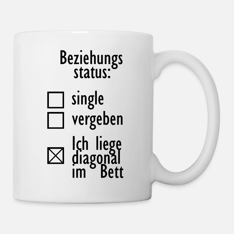 Beziehungsstatus single vergeben diagonal im Bett - Tasse - Weiß