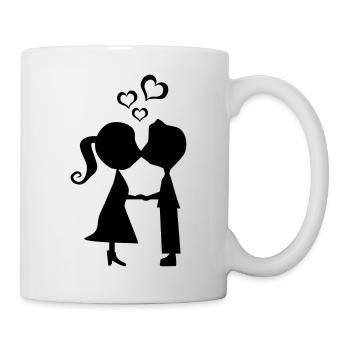 küssendes paar mit herzen - Tasse - Weiß - Rechts