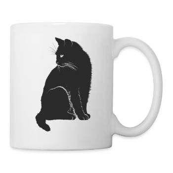 Katze schwarz - Tasse - Weiß - Rechts