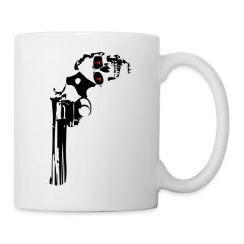 357 Gewehr Pistole Revolver Schädel Tod Kopf - Tasse - Weiß - Rechts