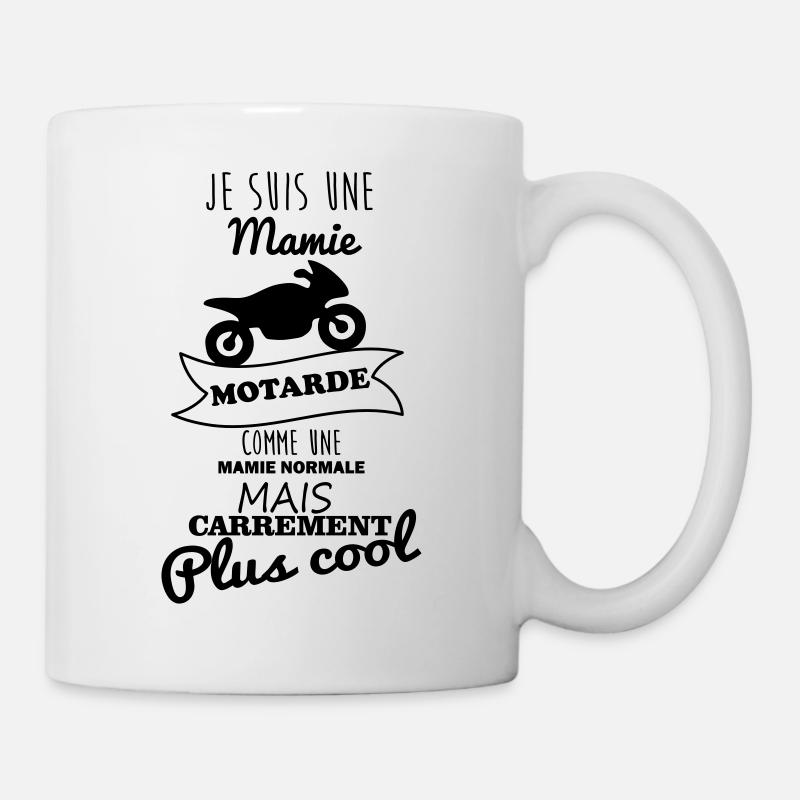 mamie motarde, cadeau grand-mère,moto - Mug blanc - blanc