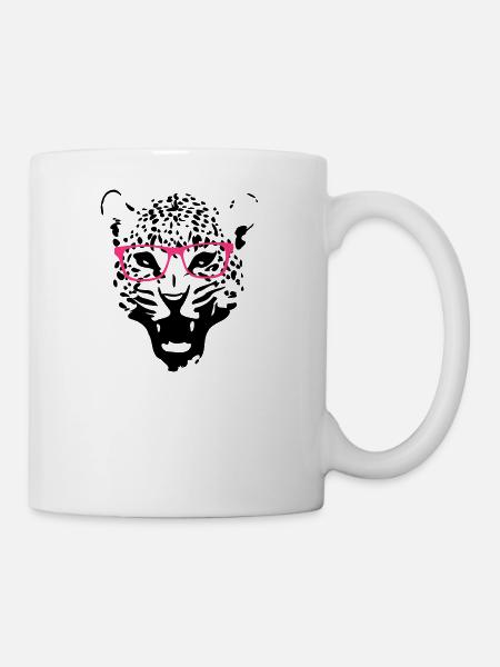 Leopard Nerd Brille 2c - Tasse - Weiß
