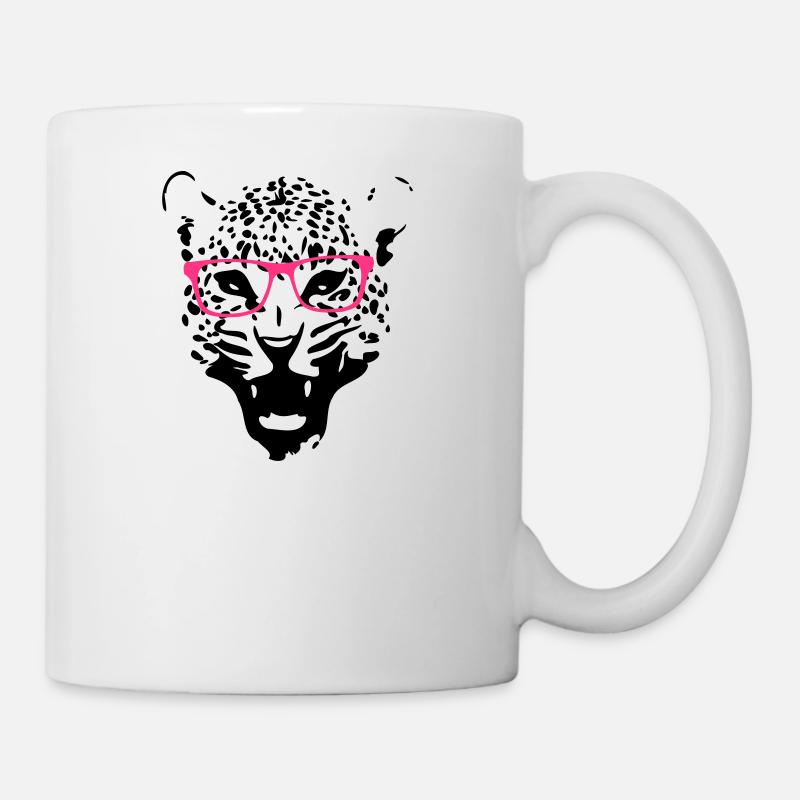 Leopard Nerd Brille 2c - Tasse - Weiß