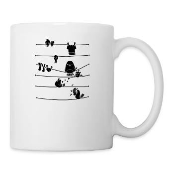Vögel gestreiften Birdie Illustration Geschenk - Tasse - Weiß - Rechts