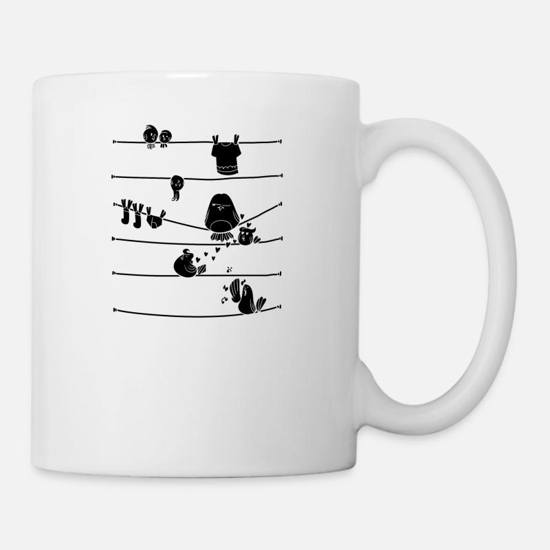 Oiseaux à rayures Birdie Illustration Gift - Mug blanc - blanc