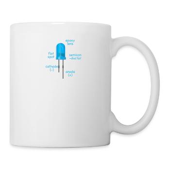 elektronik blaue LED mit Beschreibung als Geschenk - Tasse - Weiß - Rechts