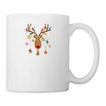 Élan avec décoration d’arbre de Noël - Mug blanc - blanc - Droite
