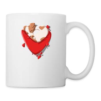 Cute Puppy Love, Puppies and Love Hearts - Mug - white - Right