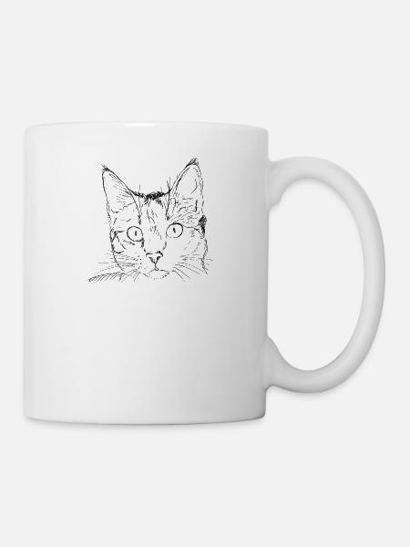 Katze Zeichnung - Tasse - Weiß