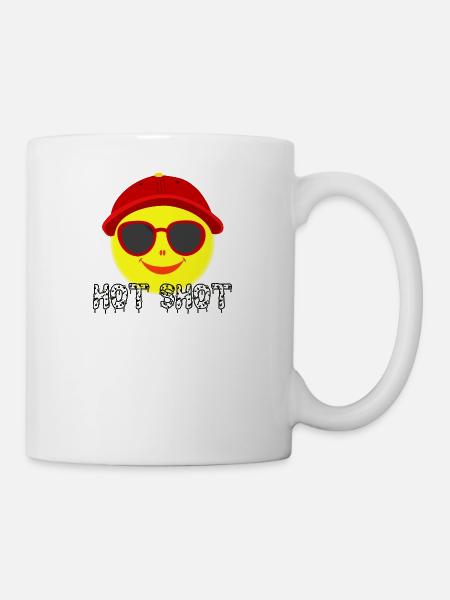 Smiley avec l'été casquette lunettes de soleil chaleur chaud - Mug blanc - blanc