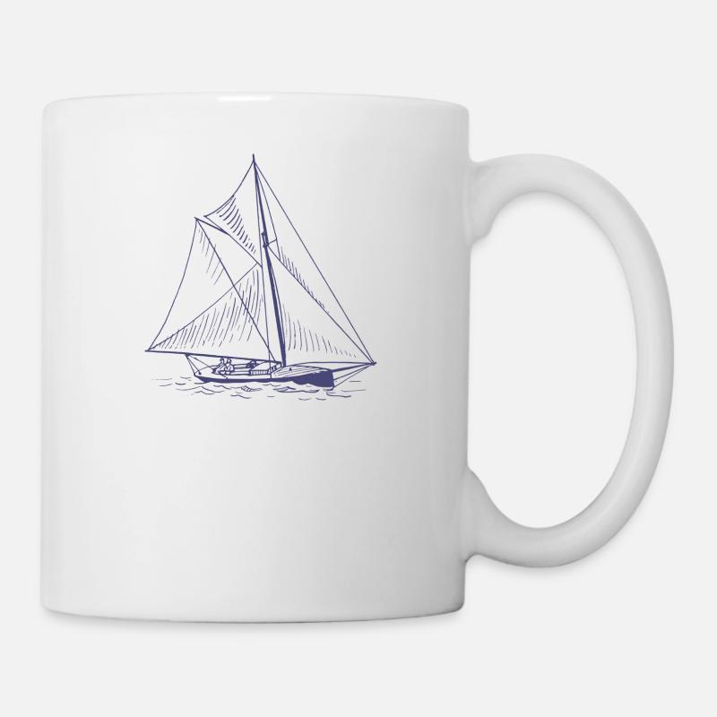 schiff boot kahn uboot segelboot segelschiff yacht - Tasse - Weiß