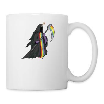 Einhorn Tod Sensenmann lustig Geschenk Weihnachten - Tasse - Weiß - Rechts