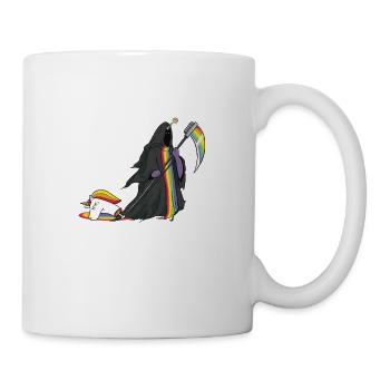 Einhorn Tod Sensenmann lustig Geschenk Weihnachten - Tasse - Weiß - Rechts