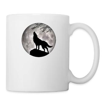 Wolf Vollmond Halloween Nacht Albtraum Nightmare - Tasse - Weiß - Rechts
