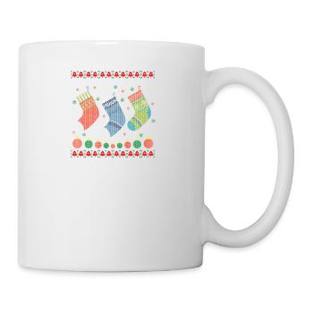 Ugly Christmas Geschenke Socken. Tannenbaum Santa - Tasse - Weiß - Rechts