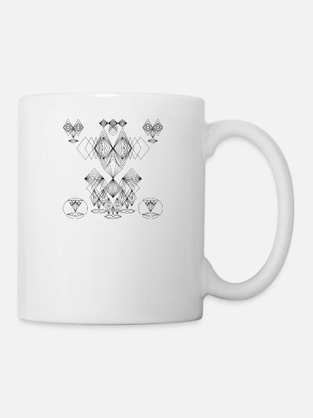 Abstract Design: Crazy Faces Art - Mug - white