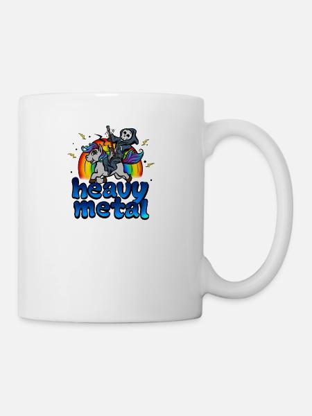 Heavy Metal Musik Einhorn Pony Regenbogen Pink Fan - Tasse - Weiß