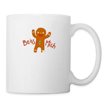 Lebkuchen Beiss mich Geschenk Keks Schoko X-Mas - Tasse - Weiß - Rechts