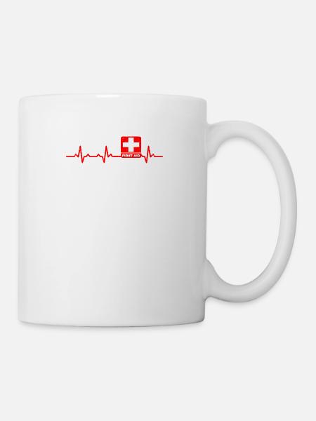 sanitäter Herzschlag heartbeat geschenk rettung - Tasse - Weiß