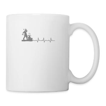 Schmied Herzschlag Geschenk Hammer Eisen beruf job - Tasse - Weiß - Rechts