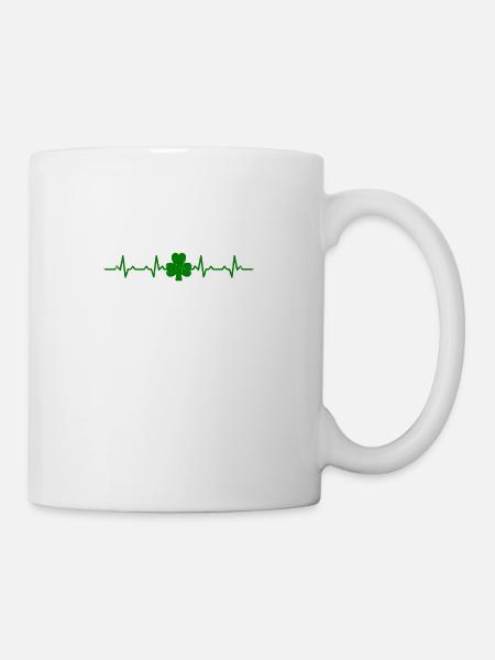 Irland Herzschlag Kleeblatt Irisch geschenk glück - Tasse - Weiß