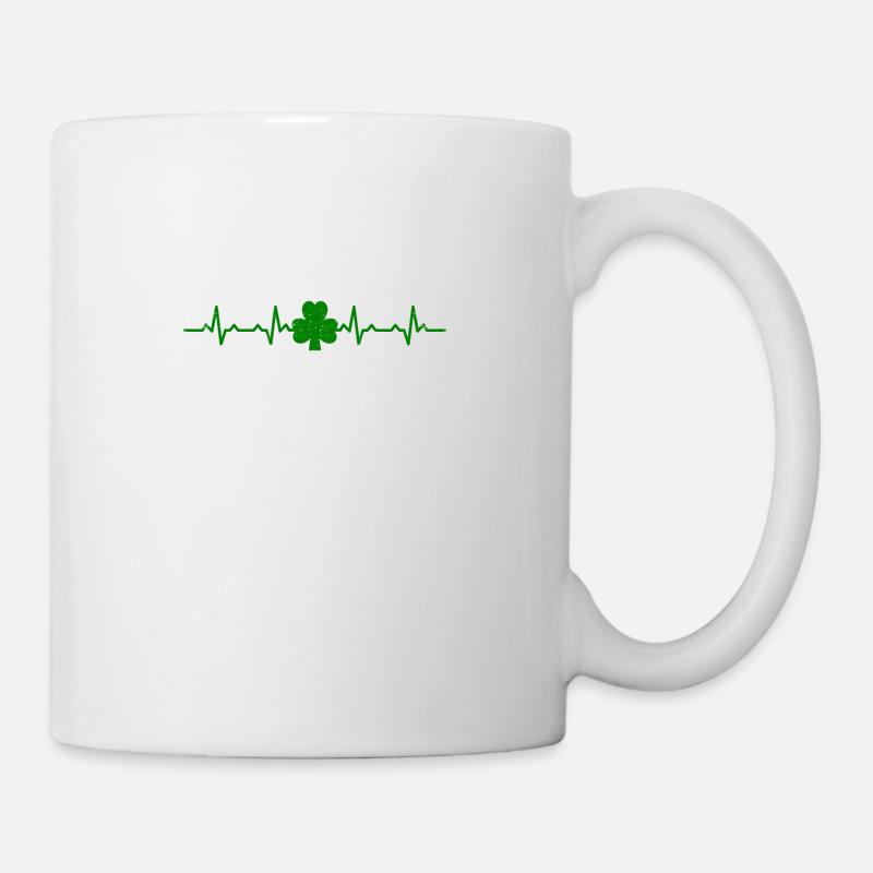 Irland Herzschlag Kleeblatt Irisch geschenk glück - Tasse - Weiß