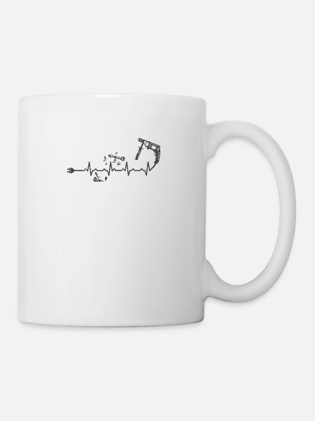 Akkuschrauber herzschlag geschenk Heimwerker job - Tasse - Weiß
