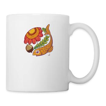 Poissons et fleurs d'automne - Mug blanc - blanc - Droite