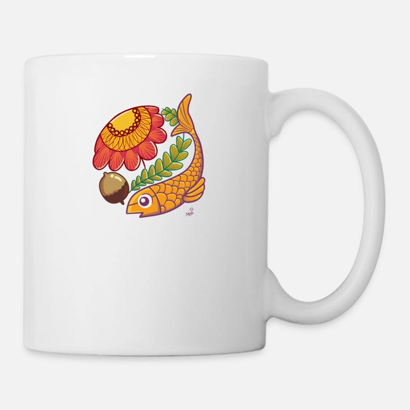 Fisch und Herbst Blume - Tasse - Weiß