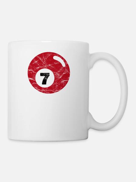Billard Billardkugel dunkelrot sieben seven - Tasse - Weiß
