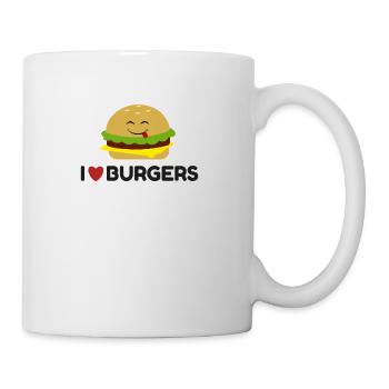 Ich liebe Burger Funny Burger Emoticon niedlich T-shirt - Tasse - Weiß - Rechts