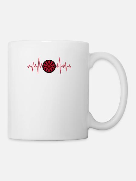 Dart Dartscheibe Herzschlag EKG Geschenk Bullseye - Tasse - Weiß